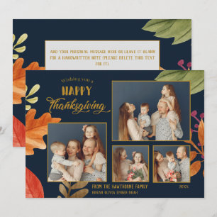 Carte Personnalisable 4 photos de famille Thanksgiving B