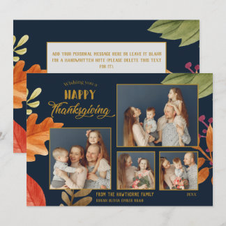Carte Personnalisable 4 photos de famille Thanksgiving B