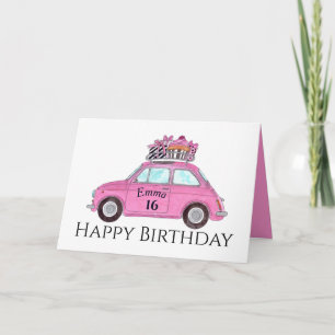 Carte Personnalisable Anniversaire Retro Fiat 500