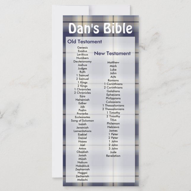 Carte Personnalisable Bible Signet Plaid Hommes (Devant)