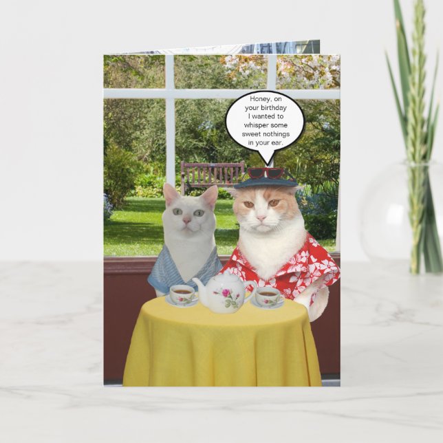 Carte Personnalisable Chat Funny Anniversaire pour Femme (Devant)
