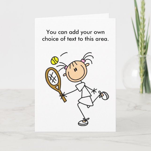 Carte personnalisable de joueur de tennis de fille (Devant)