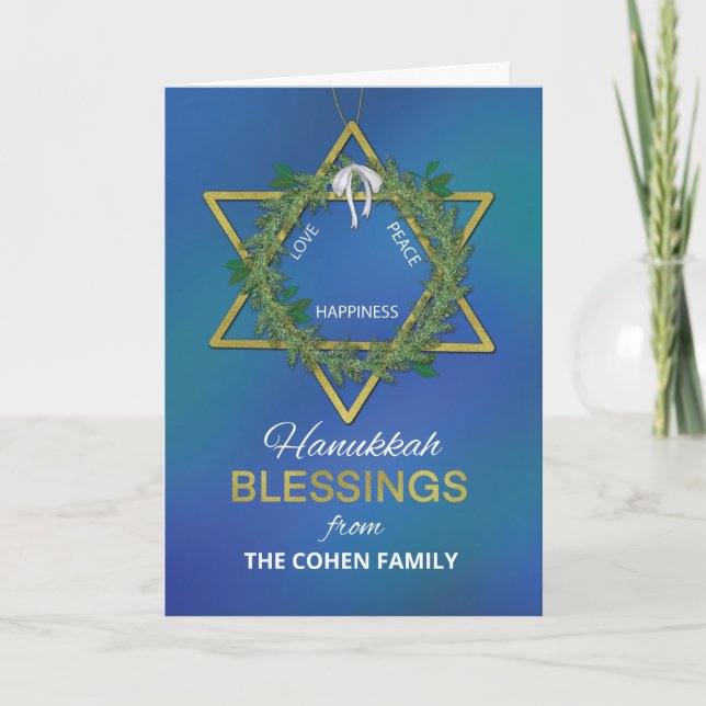Carte Personnalisable De Nom Hanoukka Blessings Star (Devant)