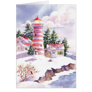 Carte personnalisable de phare couleur d'aquarelle