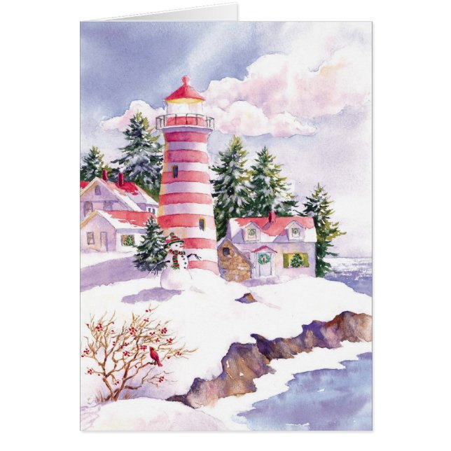 Carte personnalisable de phare couleur d'aquarelle (Devant)
