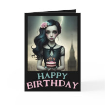 carte personnalisable douce fille avec gâteau d'an