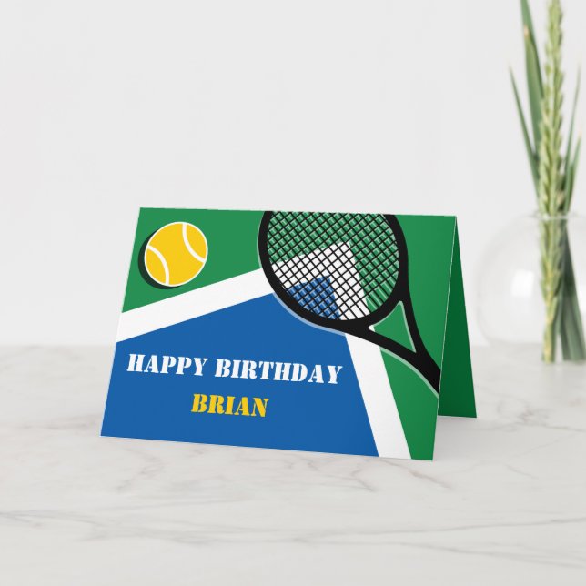 Carte personnalisable du terrain de tennis bleu-ve (Devant)