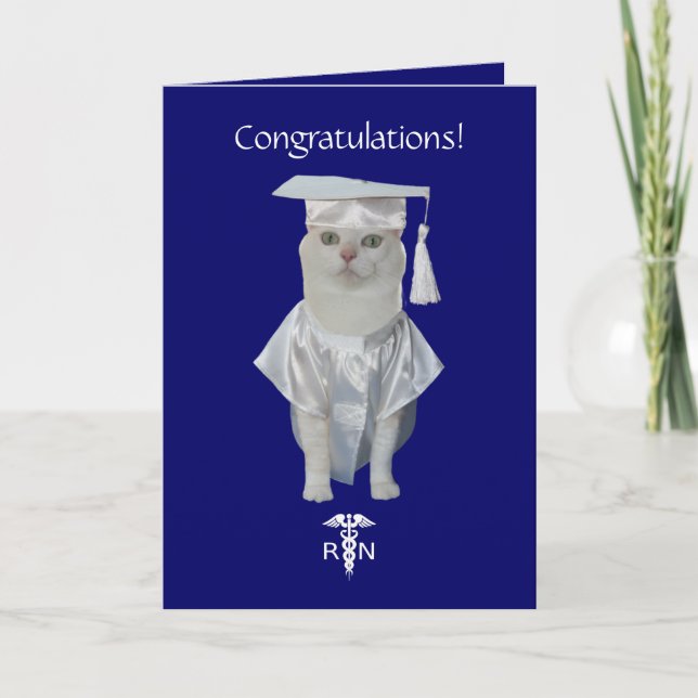 Carte Personnalisable Fantastique Chat Infirmière Gradua (Devant)