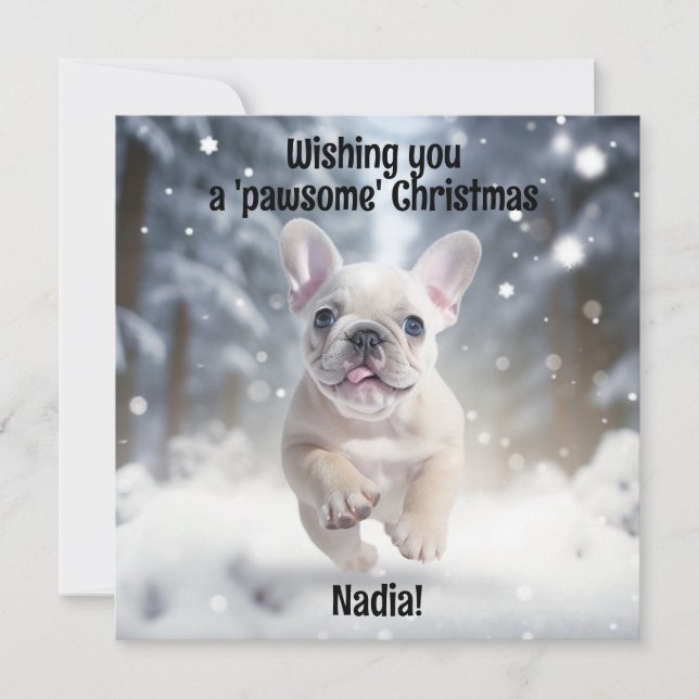 Carte Personnalisable Festif Frenchie Frolic (Devant)