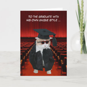 Carte Personnalisable Funny Cat Graduate
