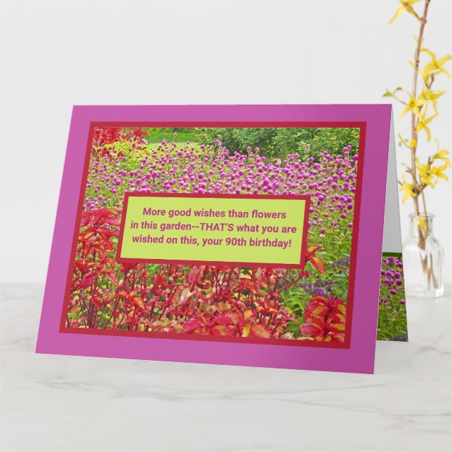 Carte personnalisable Grand Taille Joyeux 90e anniversai (Fleur jaune)