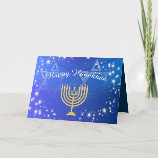 Carte personnalisable Hanoukka Menorah Stars (Devant)
