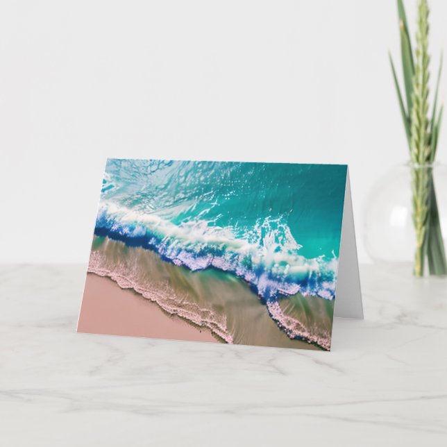 Carte Personnalisable Joyeux anniversaire | Vagues turqu (Devant)