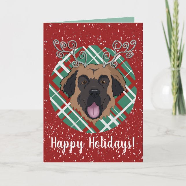 Carte Personnalisable Leonberger de Noël (Devant)