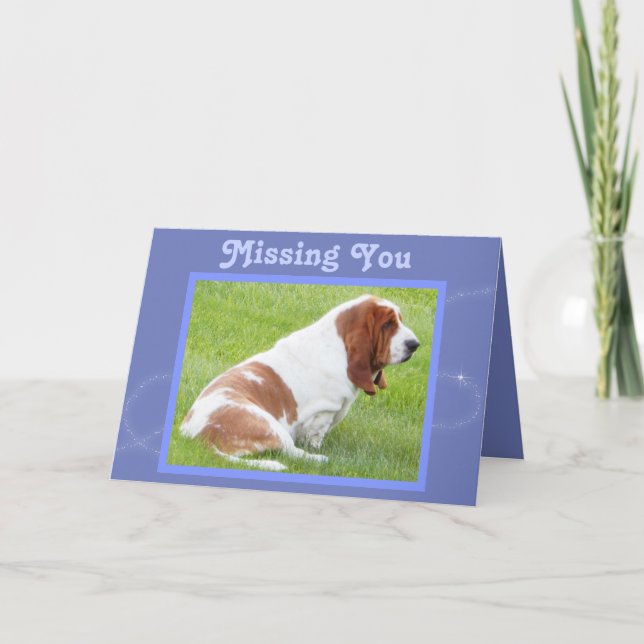 Carte personnalisable "Missing You" avec Basset mi (Devant)