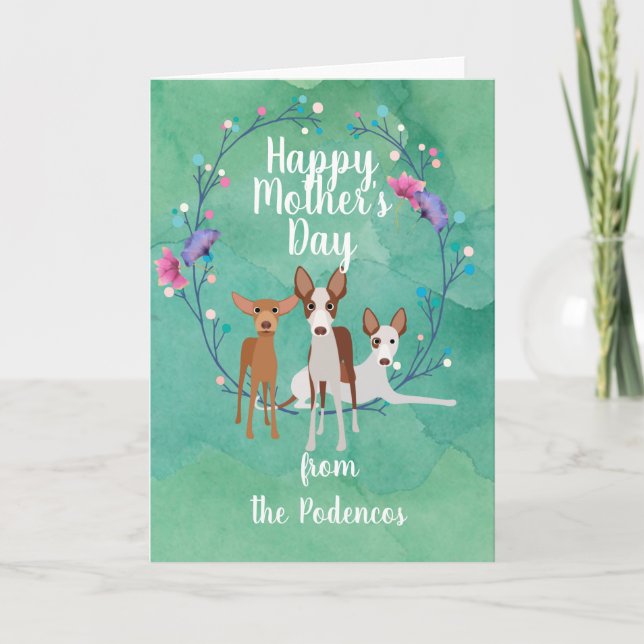 Carte Personnalisable Podenco Chien Maman Fête des Mères (Devant)