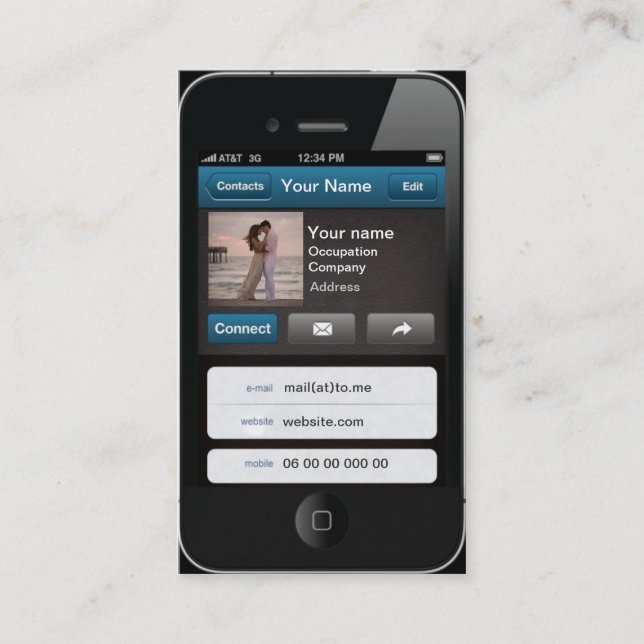 Carte personnalisable professionnelle d'iPhone (Devant)