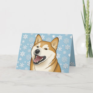 Carte personnalisable rouge de Shiba Inu de Joyeux
