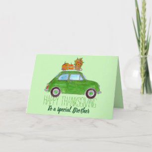 Carte Personnalisable Thanksgiving vert Retro Fiat 500