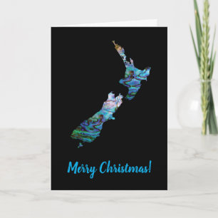 CARTE PERSONNALISABLE XMAS NEW ZEALAND MAP PAUA