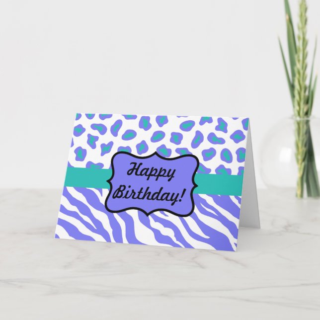 Carte Personnalisation de la zèbre blanche et Turquoise  (Devant)
