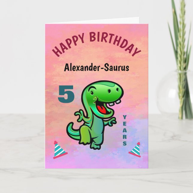 Carte Personnalisation de l'anniversaire du Dinosaure ve (Devant)