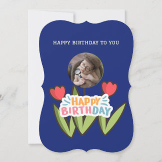 Carte personnalisation joyeux anniversaire fleurs modern