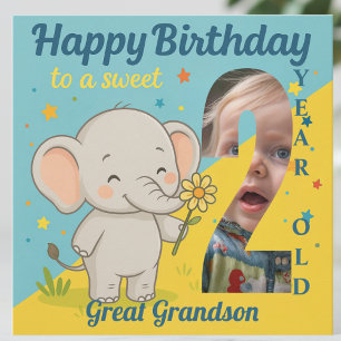 Carte Personnalisé 2e anniversaire Elephant Sweet Votre 