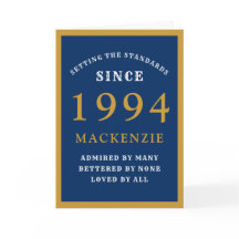 Personnalisé 30e anniversaire 1994 Blue Gold Chic