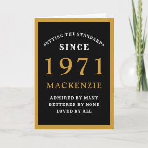 Carte Personnalisé 50e anniversaire 1971 Black Gold Chic