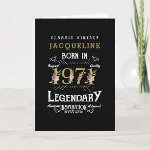 Carte Personnalisé 50e anniversaire 1971 Retro Gold Flor