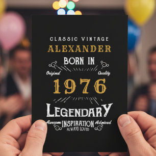 Carte Personnalisé 50e anniversaire Né en 1971 Noir Vint