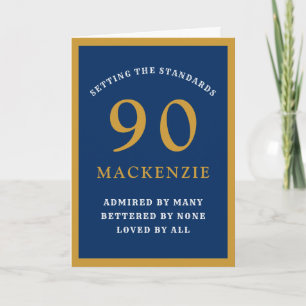 Carte Personnalisé 90e anniversaire Père Blue Gold Chic