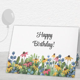 Carte Personnalisé, Aquarelle Fleurs sauvages Joyeux ann