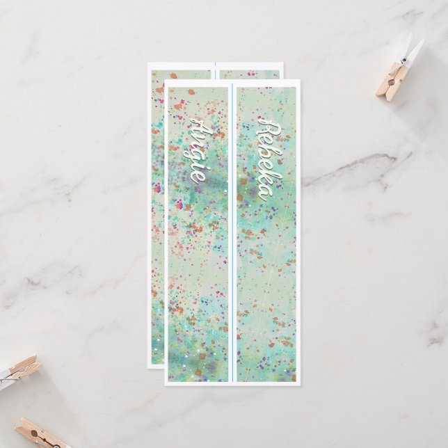 Carte Personnalisé Avec Le Nom Paint Splash Deux Signets (Devant/Arrière en situation)