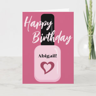 Carte Personnalisé Chic Moderne Clou Rose Polonais Anniv