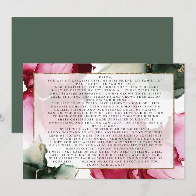 Carte Personnalisé Christine Vows Sage rose Abstrait (Devant / Derrière)