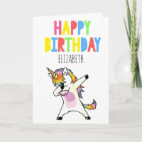Personnalisé Dabbing Unicorn Girl Joyeux anniversa