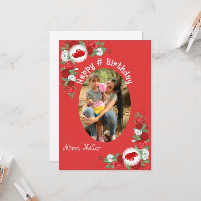 Carte Personnalisé Décoratif Moderne Joyeux Anniversaire (Devant/Arrière en situation)
