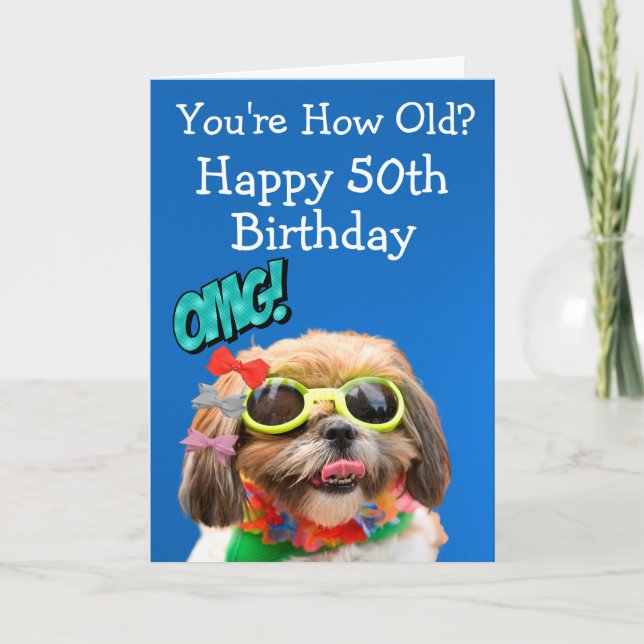 Carte Personnalisé drôle 50e anniversaire du chien (Devant)