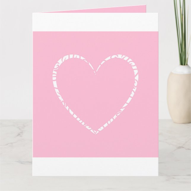 Carte Personnalisé Elégant, Coeur Rose mignon Valentine (Devant)