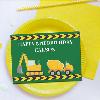Carte Personnalisé Enfants Camions Garçons verts Bonne c