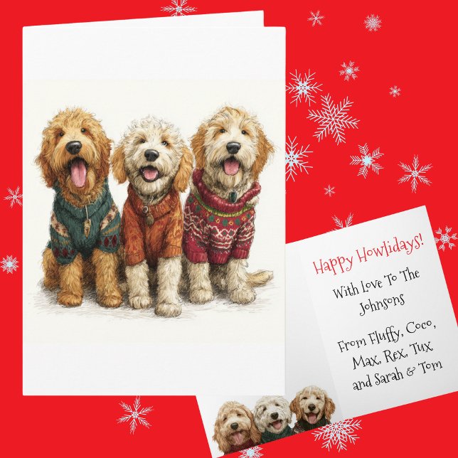 Carte Personnalisé Goldendoodle Noël Vacance moche Sweat (Créateur téléchargé)