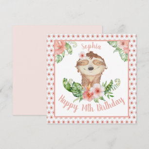 Carte Personnalisé Happy 14th Birthday Girl mignonne Slo