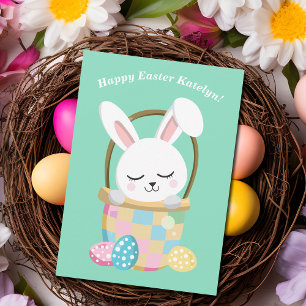 Carte Personnalisé Happy Bunny de Pâques mignonette enfa