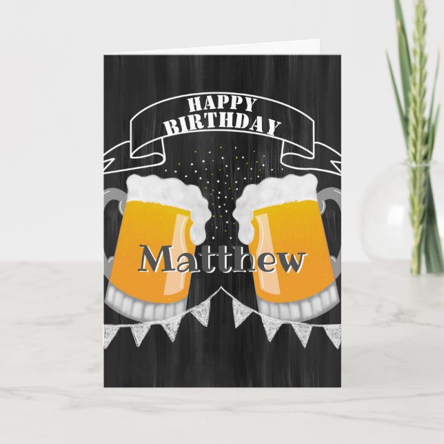 Carte Personnalisé Joyeux Anniversaire Chalkboard Verre  (Devant)