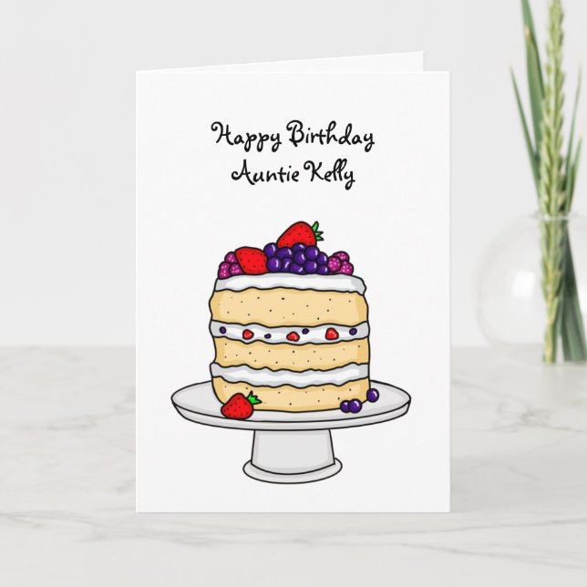 Carte Personnalisé Joyeux gâteau d'éponge d'anniversaire (Devant)