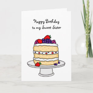 Carte Personnalisé Joyeux gâteau d'éponge d'anniversaire