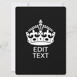 Carte Personnalisé KEEP CALM CROWN Modifier le texte