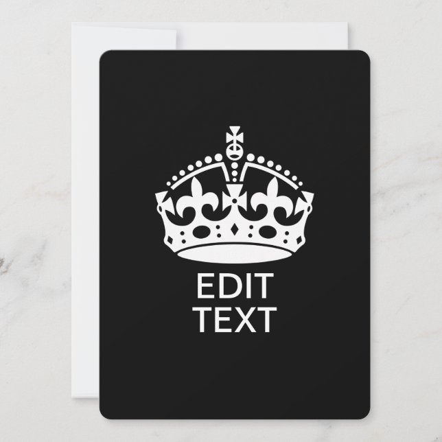 Carte Personnalisé KEEP CALM CROWN Modifier le texte (Devant)